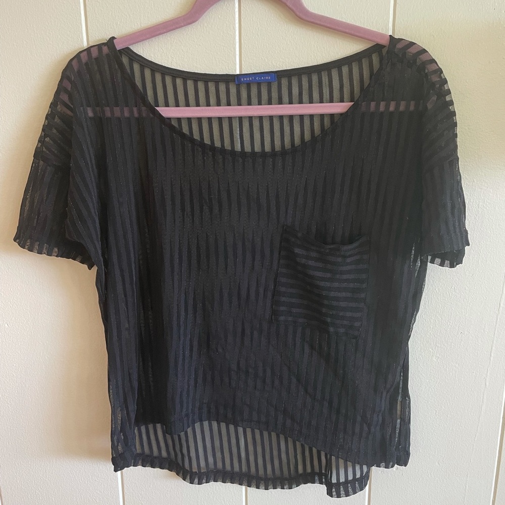 Sweet Clair size see thru striped shirt